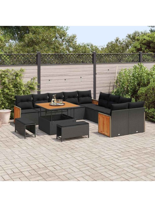 Dārza dīvānu komplekts 13 pcs melna 100 x 100 x 71 cm