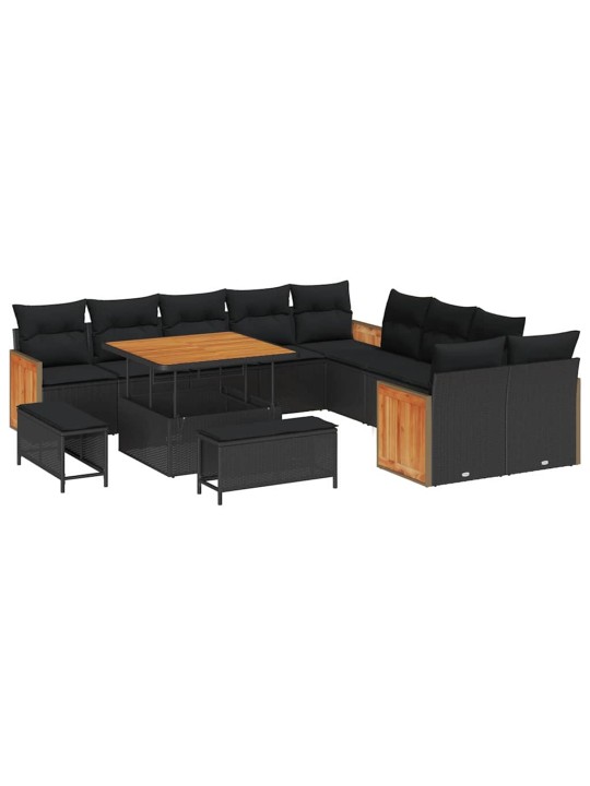 Dārza dīvānu komplekts 13 pcs melna 100 x 100 x 71 cm