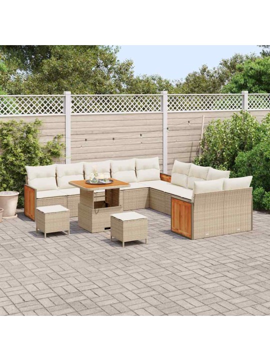 Dārza dīvānu komplekts 13 pcs bēšs un krēms 80 x 80 x 71 cm
