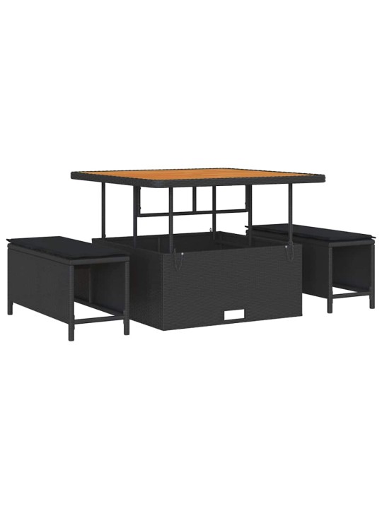 Dārza dīvānu komplekts 14 pcs melna 110 x 55 x 71 cm poliratāns