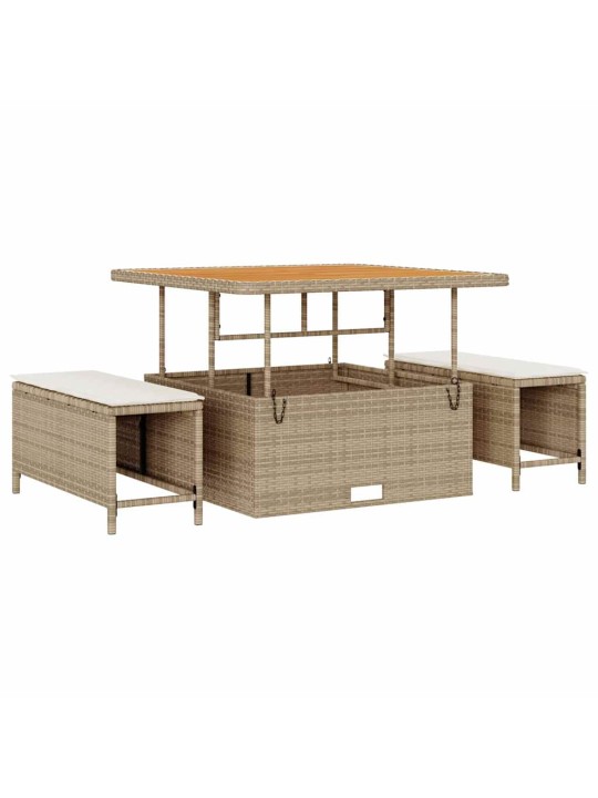 Dārza dīvānu komplekts 14 pcs bēšs un krēms 110 x 55 x 71 cm