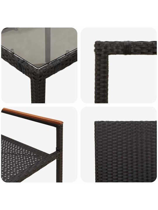 Dārza ēdamgalds 3 pcs melna 90 x 90 x 75 cm poliratāns