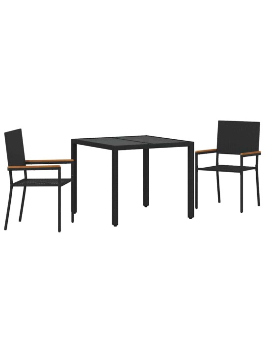 Dārza ēdamgalds 3 pcs melna 90 x 90 x 75 cm poliratāns