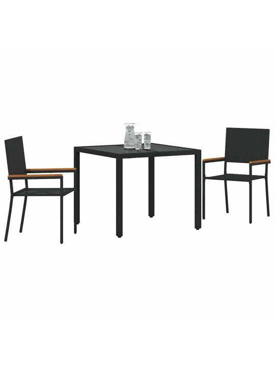 Dārza ēdamgalds 3 pcs melna 90 x 90 x 75 cm poliratāns