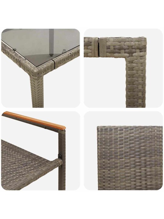 Dārza ēdamgalds 3 pcs pelēks un brūns 90 x 90 x 75 cm