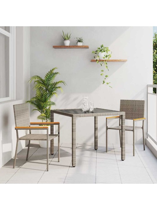 Dārza ēdamgalds 3 pcs pelēks un brūns 90 x 90 x 75 cm