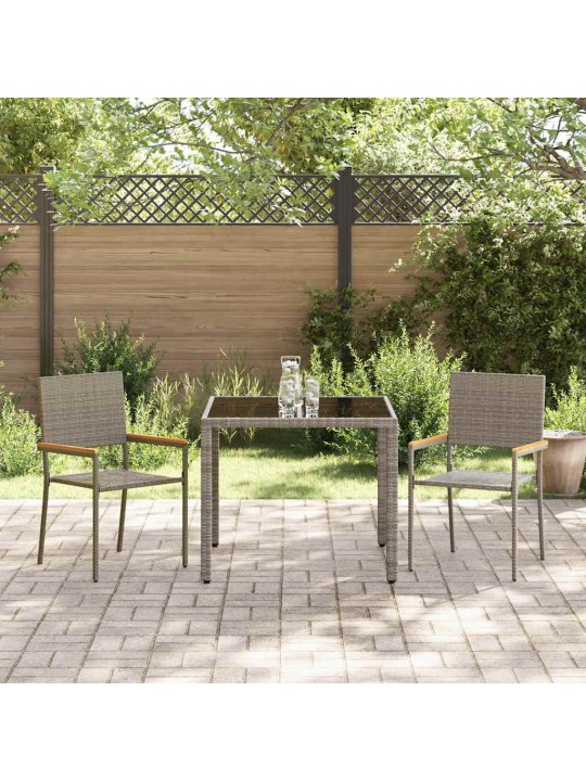 Dārza ēdamgalds 3 pcs pelēks un brūns 90 x 90 x 75 cm