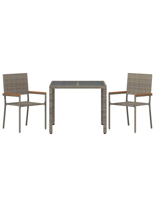 Dārza ēdamgalds 3 pcs pelēks un brūns 90 x 90 x 75 cm