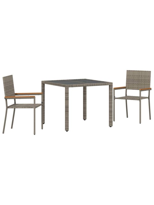Dārza ēdamgalds 3 pcs pelēks un brūns 90 x 90 x 75 cm