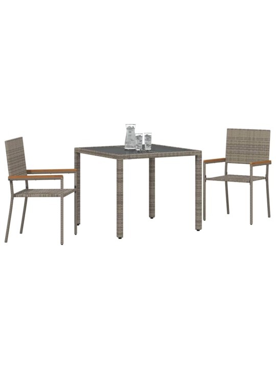 Dārza ēdamgalds 3 pcs pelēks un brūns 90 x 90 x 75 cm