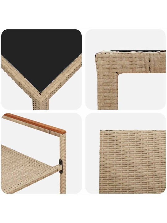 Dārza ēdamgalds 3 pcs bēša 90 x 90 x 75 cm poliratāns