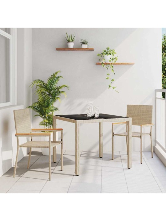 Dārza ēdamgalds 3 pcs bēša 90 x 90 x 75 cm poliratāns