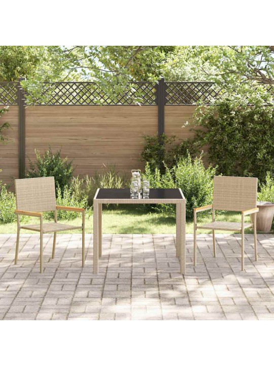 Dārza ēdamgalds 3 pcs bēša 90 x 90 x 75 cm poliratāns