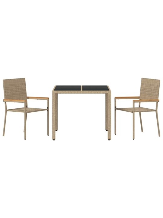 Dārza ēdamgalds 3 pcs bēša 90 x 90 x 75 cm poliratāns
