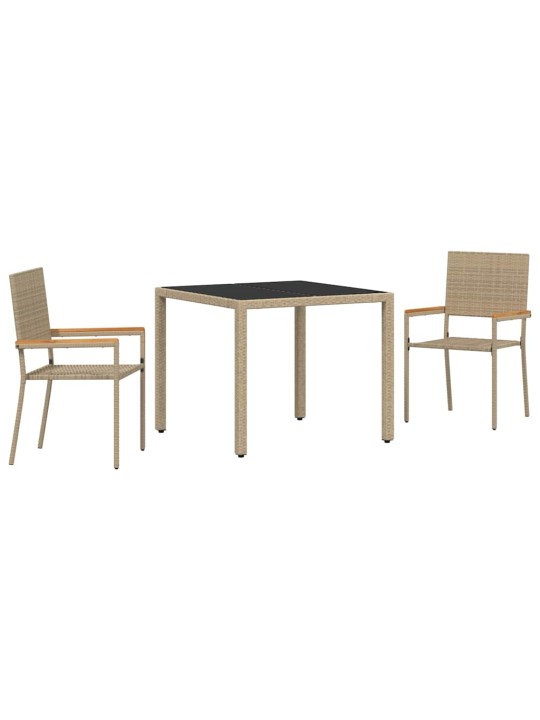 Dārza ēdamgalds 3 pcs bēša 90 x 90 x 75 cm poliratāns