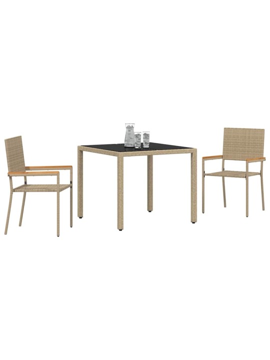 Dārza ēdamgalds 3 pcs bēša 90 x 90 x 75 cm poliratāns
