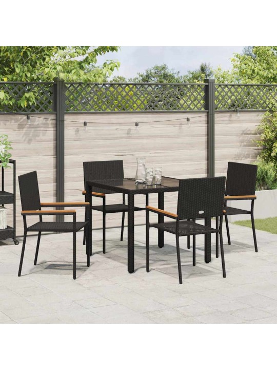 Dārza ēdamgalds 5 pcs melna 90 x 90 x 75 cm poliratāns