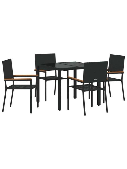 Dārza ēdamgalds 5 pcs melna 90 x 90 x 75 cm poliratāns