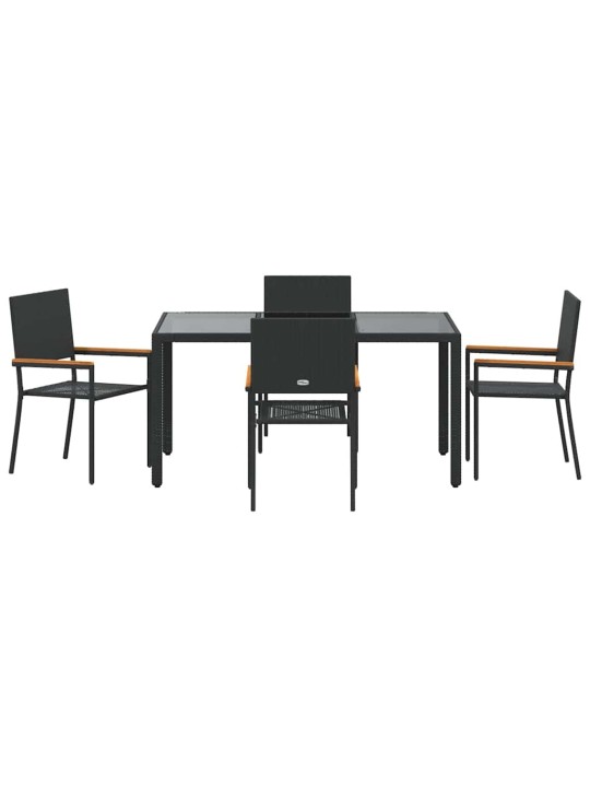 Dārza ēdamgalds 5 pcs melna 150 x 90 x 75 cm poliratāns