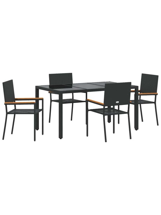 Dārza ēdamgalds 5 pcs melna 150 x 90 x 75 cm poliratāns