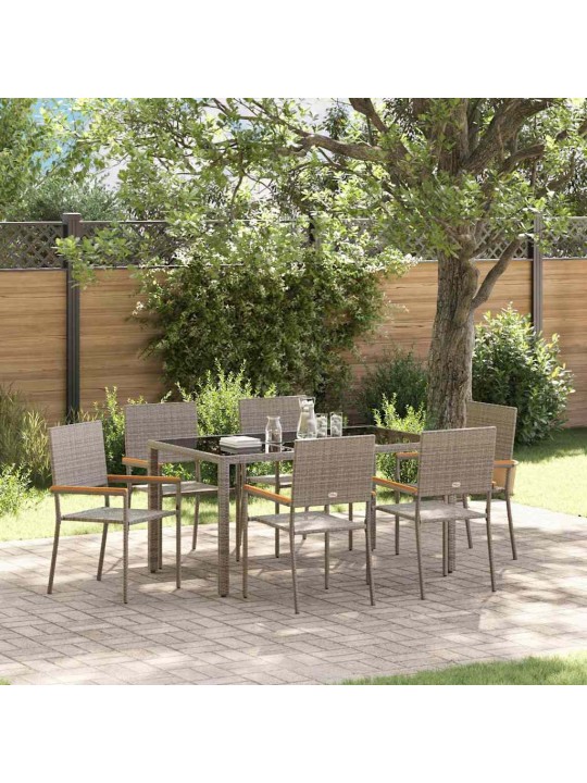 Dārza ēdamgalds 7 pcs pelēka 150 x 90 x 75 cm poliratāns