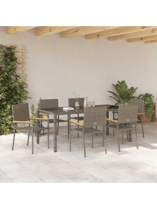 Dārza ēdamgalds 7 pcs pelēka 150 x 90 x 75 cm poliratāns