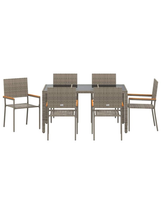 Dārza ēdamgalds 7 pcs pelēka 150 x 90 x 75 cm poliratāns