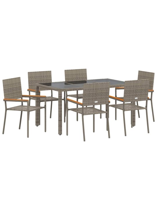 Dārza ēdamgalds 7 pcs pelēka 150 x 90 x 75 cm poliratāns