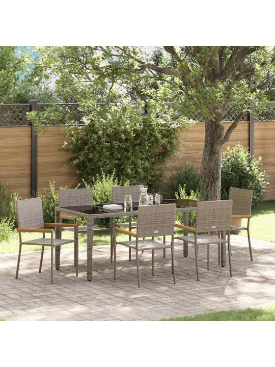 Dārza ēdamgalds 7 pcs pelēka 190 x 90 x 75 cm poliratāns