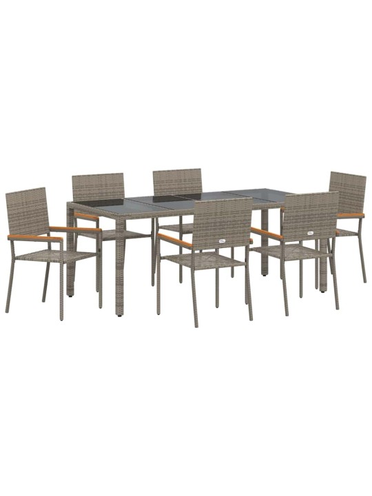 Dārza ēdamgalds 7 pcs pelēka 190 x 90 x 75 cm poliratāns