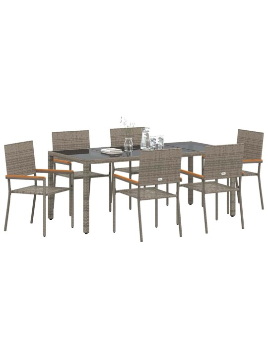 Dārza ēdamgalds 7 pcs pelēka 190 x 90 x 75 cm poliratāns