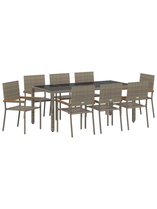 Dārza ēdamgalds 9 pcs pelēka 190 x 90 x 75 cm poliratāns