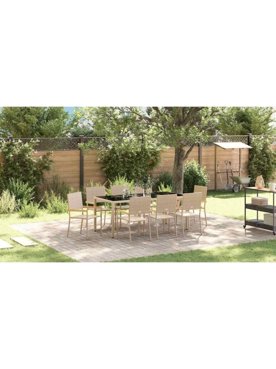 Dārza ēdamgalds 9 pcs bēša 190 x 90 x 75 cm poliratāns
