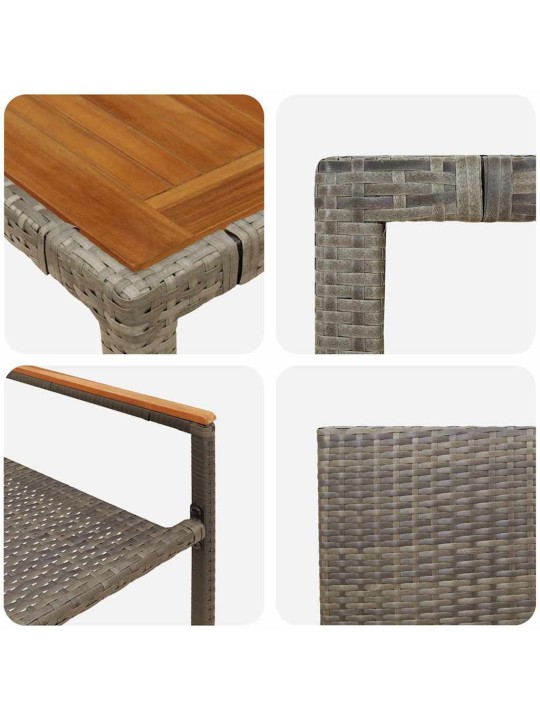 Dārza ēdamgalds 3 pcs pelēka 90 x 90 x 75 cm poliratāns