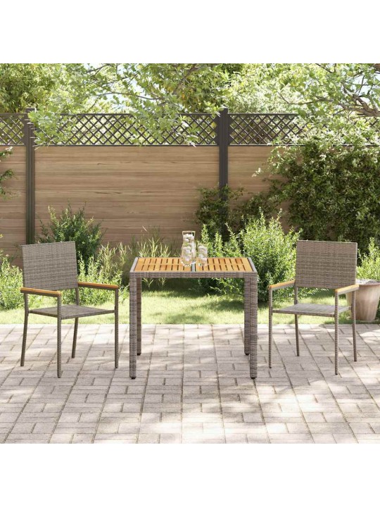 Dārza ēdamgalds 3 pcs pelēka 90 x 90 x 75 cm poliratāns