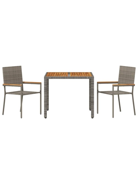 Dārza ēdamgalds 3 pcs pelēka 90 x 90 x 75 cm poliratāns