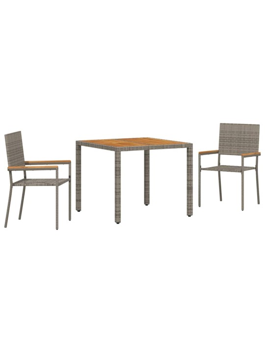 Dārza ēdamgalds 3 pcs pelēka 90 x 90 x 75 cm poliratāns