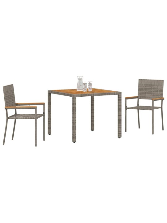 Dārza ēdamgalds 3 pcs pelēka 90 x 90 x 75 cm poliratāns