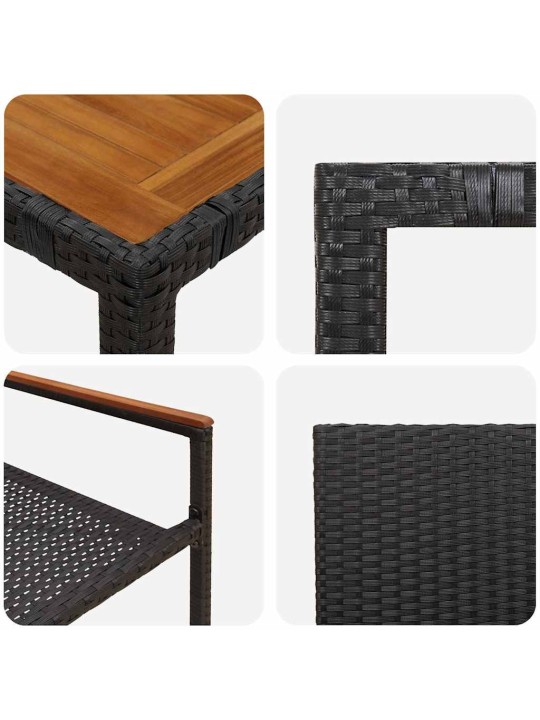 Dārza ēdamgalds 7 pcs melna 190 x 90 x 75 cm poliratāns