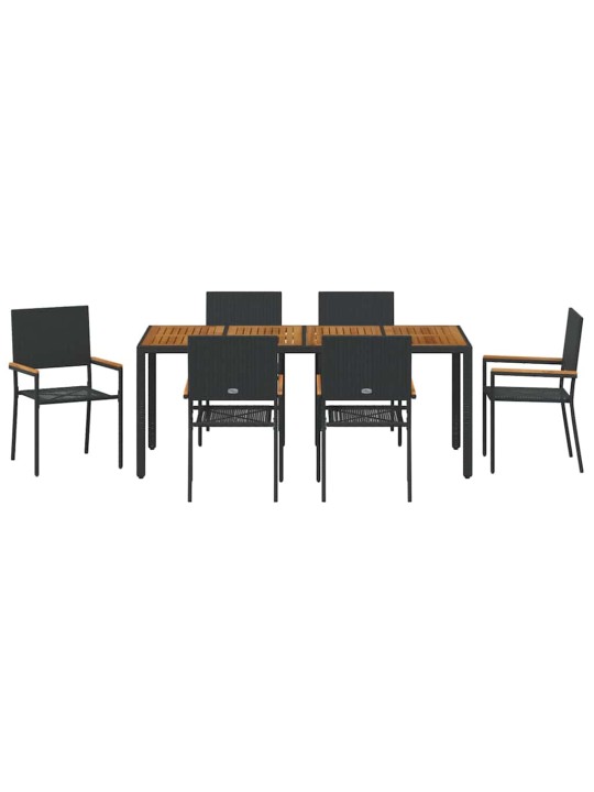 Dārza ēdamgalds 7 pcs melna 190 x 90 x 75 cm poliratāns