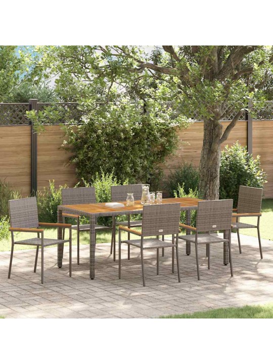 Dārza ēdamgalds 7 pcs pelēka 190 x 90 x 75 cm poliratāns