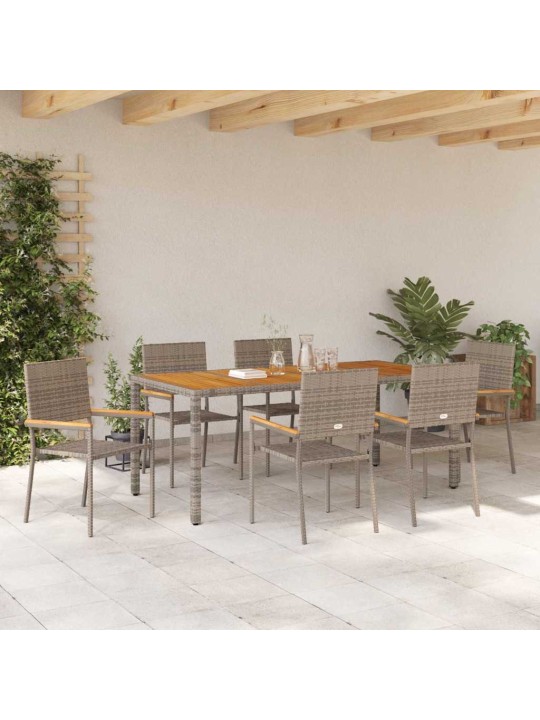 Dārza ēdamgalds 7 pcs pelēka 190 x 90 x 75 cm poliratāns