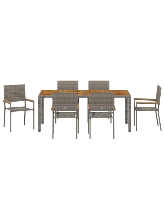Dārza ēdamgalds 7 pcs pelēka 190 x 90 x 75 cm poliratāns