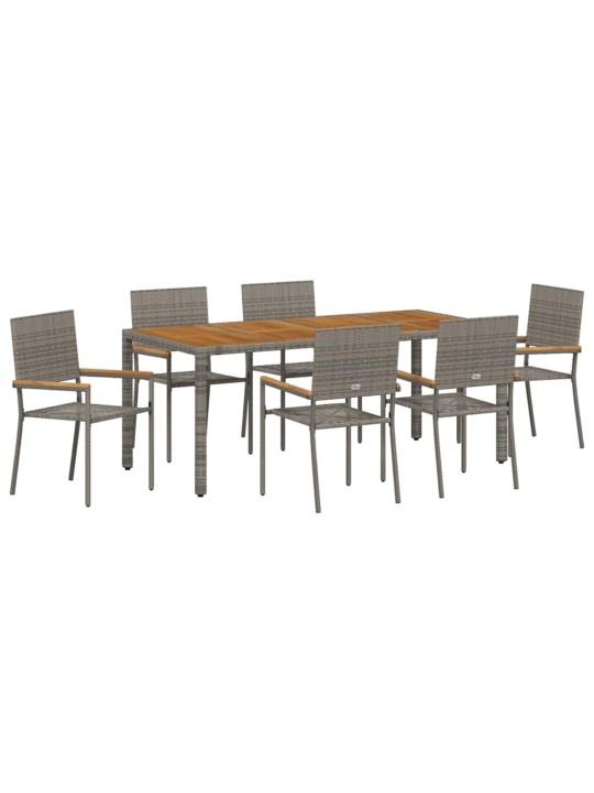 Dārza ēdamgalds 7 pcs pelēka 190 x 90 x 75 cm poliratāns