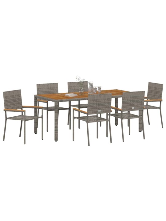Dārza ēdamgalds 7 pcs pelēka 190 x 90 x 75 cm poliratāns