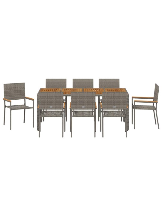 Dārza ēdamgalds 9 pcs pelēka 190 x 90 x 75 cm poliratāns