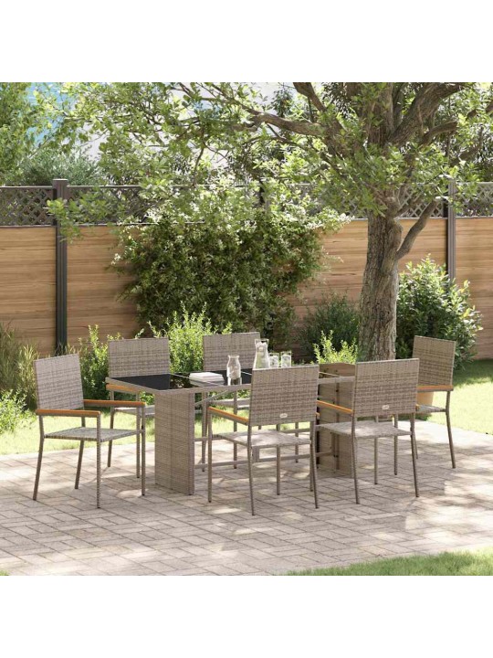 Dārza ēdamgalds 7 pcs pelēka 190 x 80 x 75 cm poliratāns