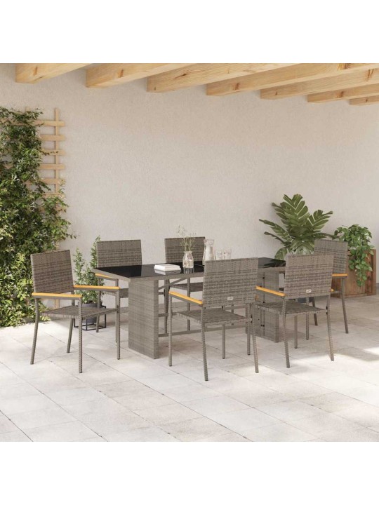 Dārza ēdamgalds 7 pcs pelēka 190 x 80 x 75 cm poliratāns