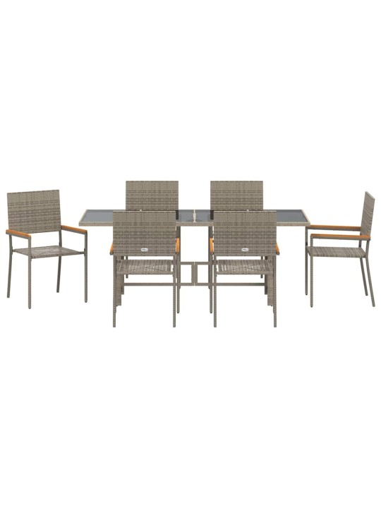 Dārza ēdamgalds 7 pcs pelēka 190 x 80 x 75 cm poliratāns