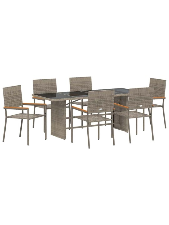 Dārza ēdamgalds 7 pcs pelēka 190 x 80 x 75 cm poliratāns